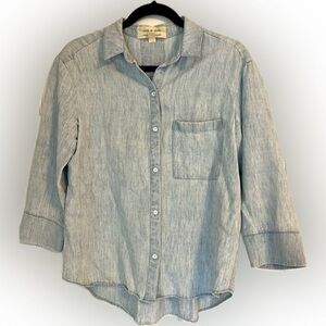 Anthropologie Women’s 3/4 sleeve Cloth and Stone chambray blouse